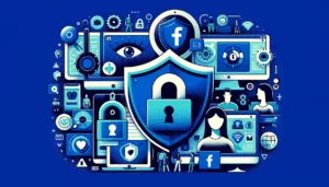 Facebook 上的隐私和安全符号拼贴 - 锁定、屏蔽、安全设备,Facebook 上的隐私和安全