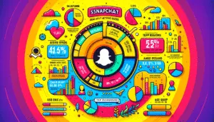 Snapchat 用户人口统计图：彩色信息图表，用柱状图和饼状图显示 Snapchat 用户人口统计图。