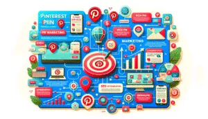 信息图表展示了 Pinterest 营销策略，重点是丰富图钉、搜索引擎优化和内容创建。
