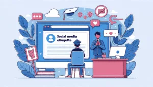 Personne apprenant l'étiquette des médias sociaux à partir de ressources éducatives en ligne.