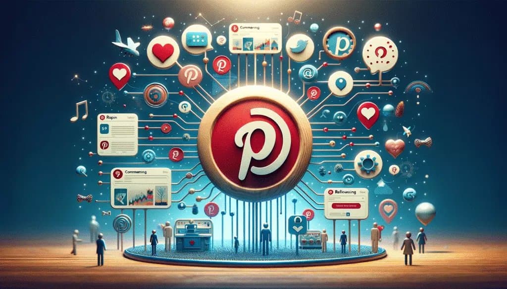 Изысканные маркетинговые стратегии Pinterest для непревзойденного роста в 2024 году 6 Visual representation of community engagement on Pinterest through repinning, commenting, and follower interaction.