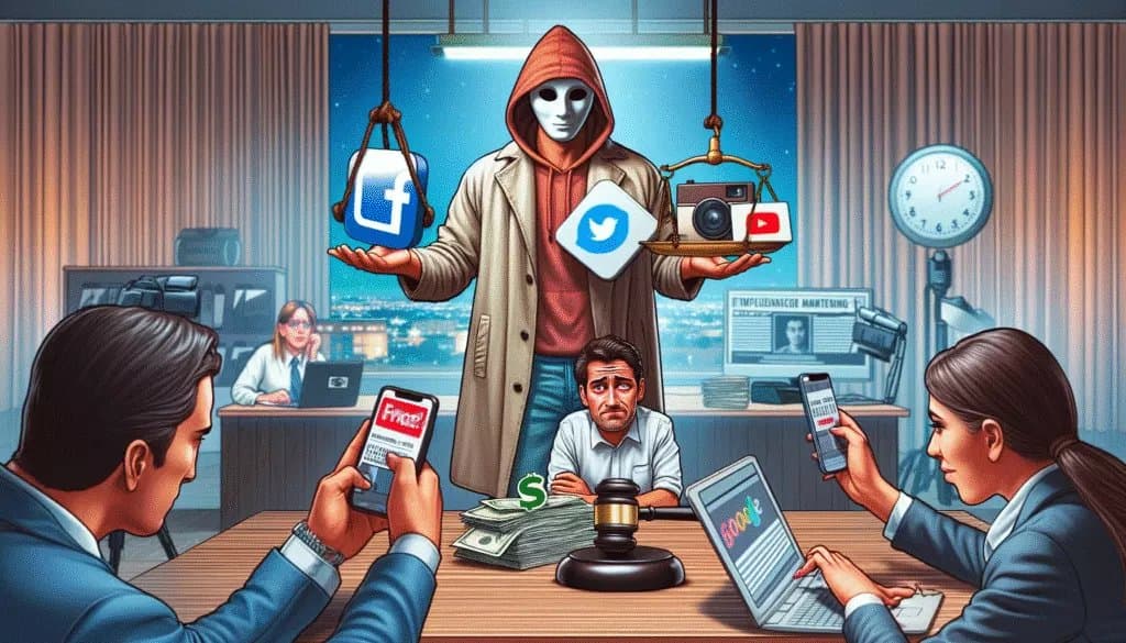 一个社交媒体影响者面临道德困境的争议性场景，代表了影响者营销所面临的挑战。