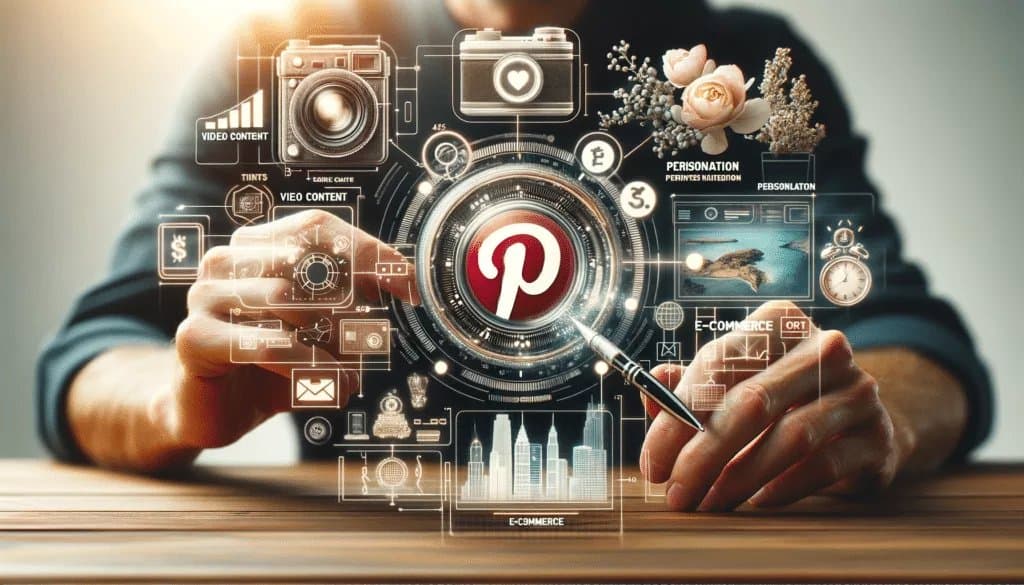 Exquisite Pinterest Marketing Strategies for Unmatched Growth In 2024 8 Image showing emerging trends in Pinterest marketing, focusing on video content, e-commerce, and personalization.