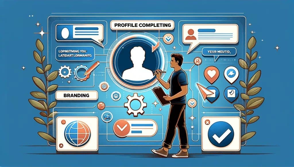 Backlink Building on Social Media : Illustration of optimizing social media profile for backlinks