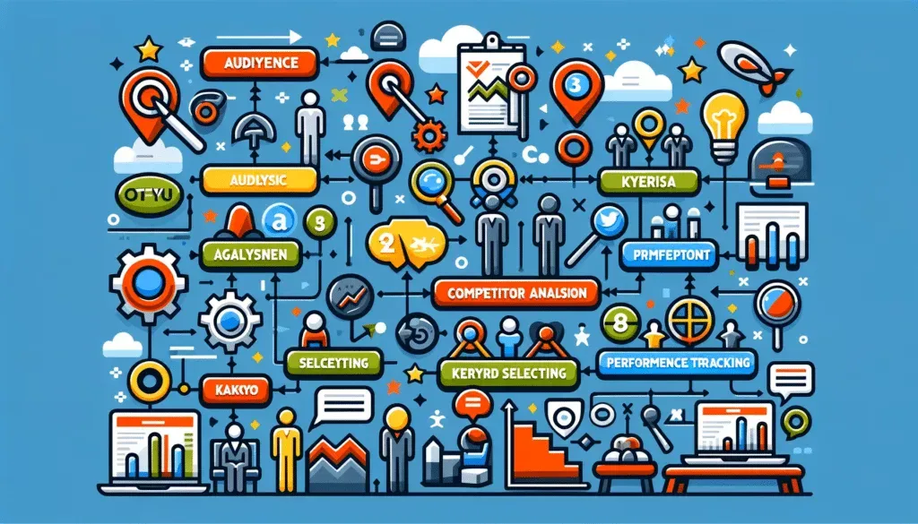 Social Media Keyword Optimization : Infographic detailing the process of keyword research in social media marketing