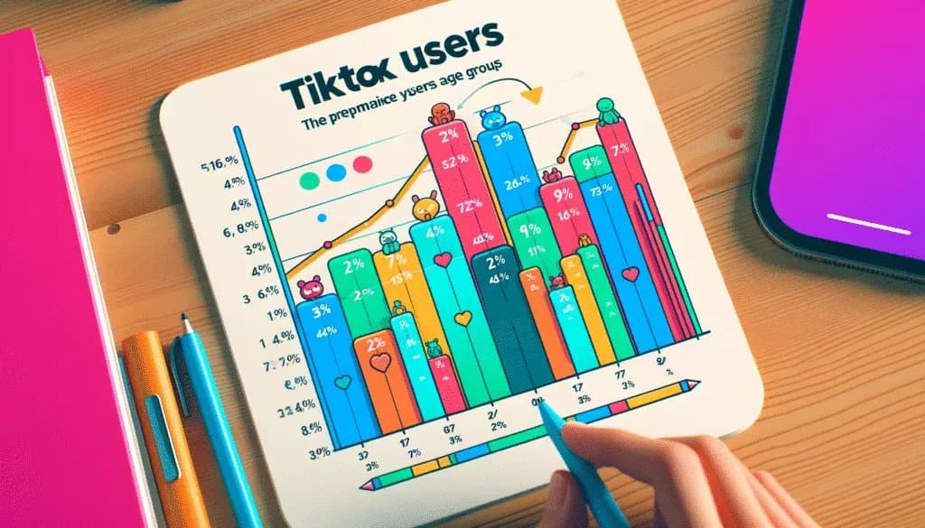 描述 TikTok 用户年龄分布的图表，强调年轻用户占主导地位。