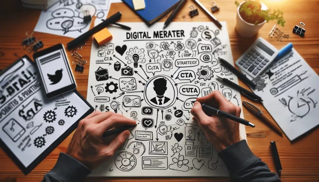 Digital-маркетолог, планирующий инновационные CTA-стратегии в социальных сетях.
