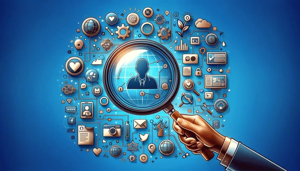 Close-up of a person conducting a detailed analysis of various social media icons.