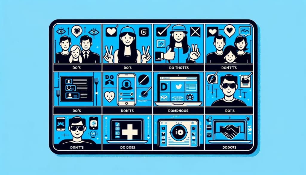 Table comparing do's and don'ts of social media interactions.