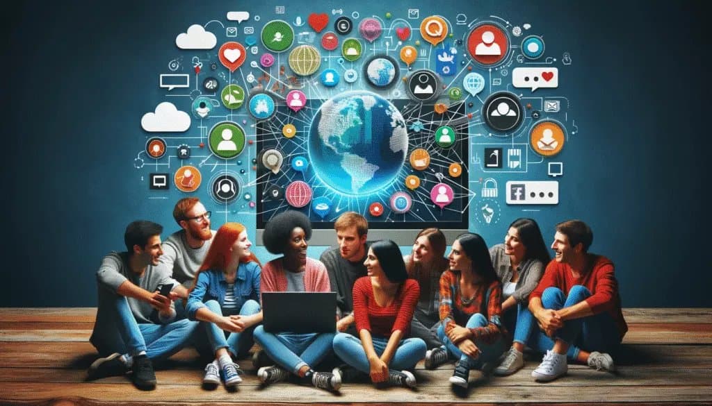The Revolutionary Future of Social Media: Exploring 2024 and Beyond 9 Diverse group engaging in an inclusive online social media community.