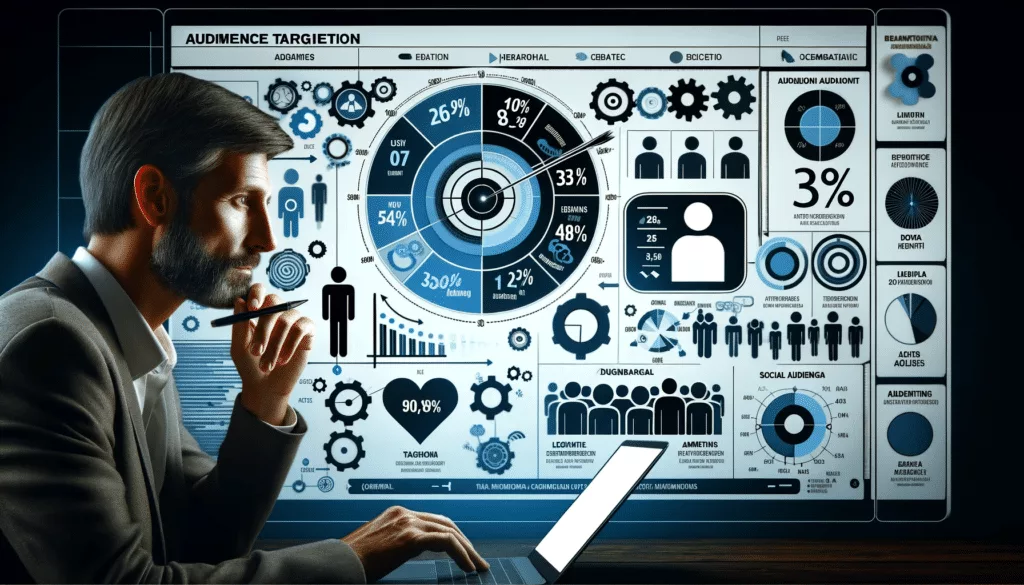 Demographic data, target audience profiles, and social media analytics in audience targeting for campaigns.