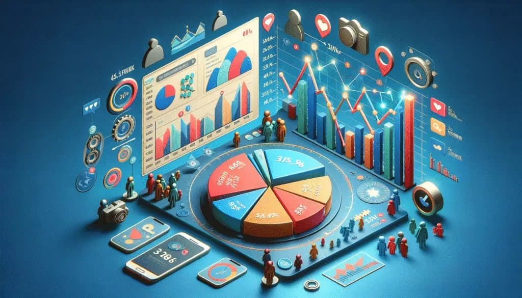 Detailed graphs illustrating key social media performance metrics like engagement and follower growth.