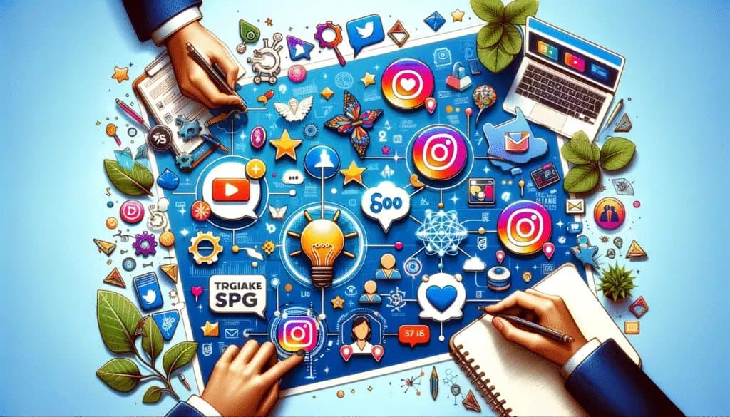 Illustrations de diverses tactiques de marketing des médias sociaux