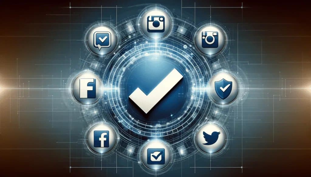 Icônes de médias sociaux Facebook, Instagram, Twitter avec des coches d'approbation représentant la liste blanche.