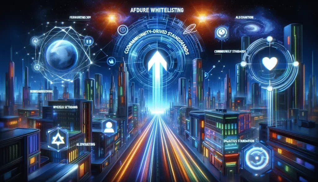 Représentation futuriste de l'évolution des tendances en matière de liste blanche des médias sociaux.