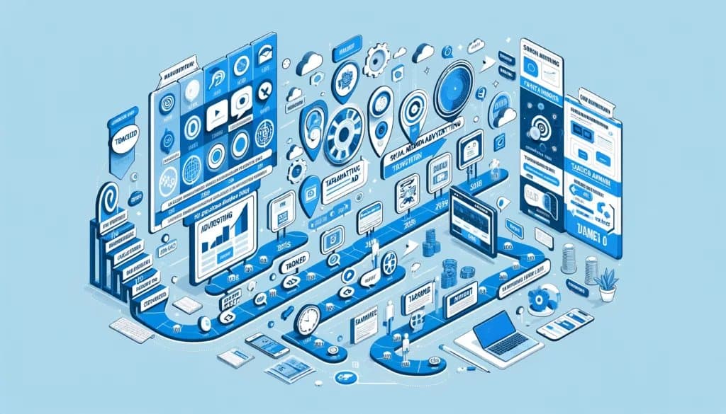 Timeline infographic showing the progression in social media advertising from banner ads to interactive ads.