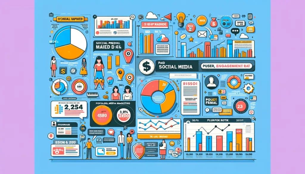 Инфографика о статистике и тенденциях платного маркетинга в социальных сетях.