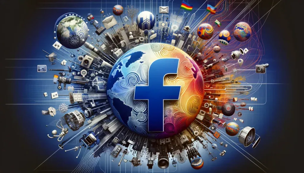抽象呈现受 Facebook 影响的全球社会趋势，体现文化多样性