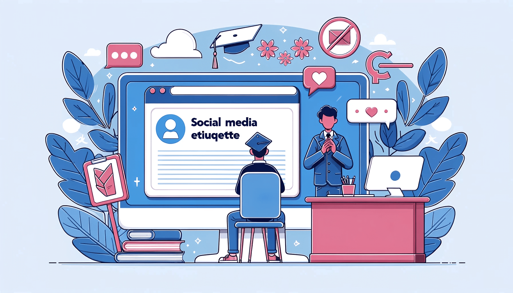 Personne apprenant l'étiquette des médias sociaux à partir de ressources éducatives en ligne.