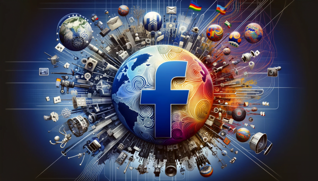 Facebook Global Reach: Empowering Cultural Integration and Bridging Digital Gaps in 2024 3 Abstract representation of global social trends influenced by Facebook, featuring cultural diversity